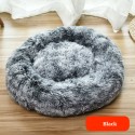 Pet Dog Cat Calming Bed Round Warm Soft Plush Sleeping Donut Cushion Mat Pad Puppy Kennel - S White