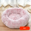 Pet Dog Cat Calming Bed Round Warm Soft Plush Sleeping Donut Cushion Mat Pad Puppy Kennel - S White