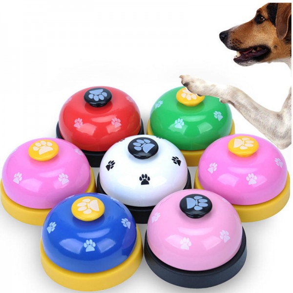 Pet Press Jingle Dog Cat Trainer Pet Intelligence Toy Footprints Press Bells Dog Paw Prints Ringer - Red