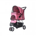 Pet Supplies Three Wheeles Folding Pet Cart Cat Dog Outdoor Travel Stroller Easy To Carry Cart - Pink