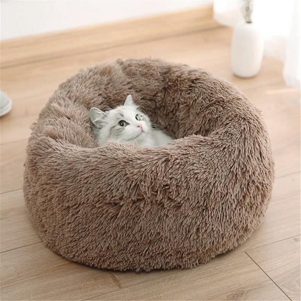4 Size Dog Cat Round Bed Sleeping Bed Plush Pet Bed Kennel Sleeping Cushion Puppy - Wine S