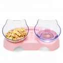 Cat Double Bowl Non-slip Pet Food Water Feeder Dish Elevated Stand Pet  Supplies Puppy - White