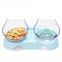 Cat Double Bowl Non-slip Pet Food Water Feeder Dish Elevated Stand Pet  Supplies Puppy - White