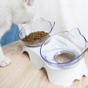 Cat Double Bowl Non-slip Pet Food Water Feeder Dish Elevated Stand Pet  Supplies Puppy - White