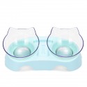 Cat Double Bowl Non-slip Pet Food Water Feeder Dish Elevated Stand Pet  Supplies Puppy - White