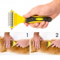 3 in 1 Dual Sided Dog Cat Hair Fur Shedding Trimmer Stainless Steel Grooming Dematting Rake Comb Brush - Purple