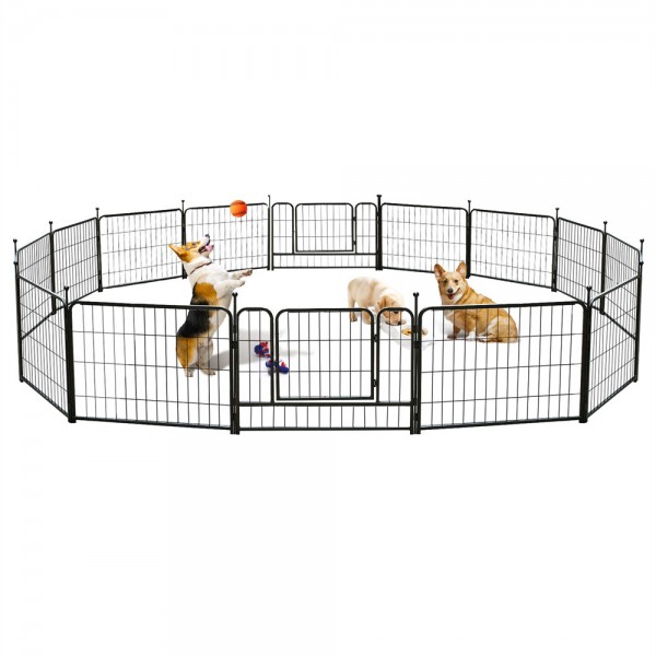 PawGiant Dog Pen 16 Panels 24-Inch High RV Dog Playpen Outdoor/Indoor, Dog Fence Exercise Pet Pen for Dogs with Metal Protect De