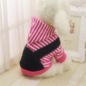 Pet Dog Winter Cotton Clothes Warm Soft Straps Stripe Color Hoodie Coats With Hat In All Size - XL Black