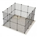 Pet Iron Fence House Foldable DIY Playpen Iron Fence Kennel Exercise Training Space For Cat Dog - With door White