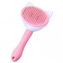 Button Pet Hair Removal Comb Stainless Steel Pet Needle Comb Floating Pet Cleaning Supplies - Pink Thick needle