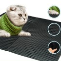 Double Layer Non-slip Cat Litter Mat Soft Honeycomb Hole Prevents Litter Scatter Multiple Size Options - Black S