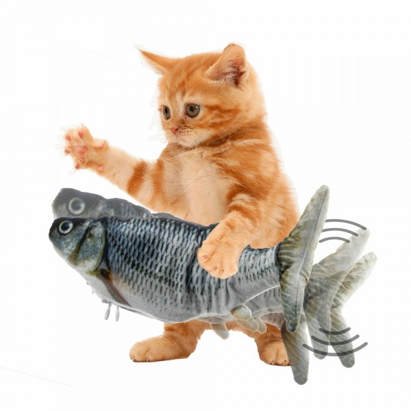 USB Electric Moving Cat Kicker Fish Toy, Realistic Catnip Kicker Toys, Plush Interactive Flopping Fish Cat Toys for Cat Exercise