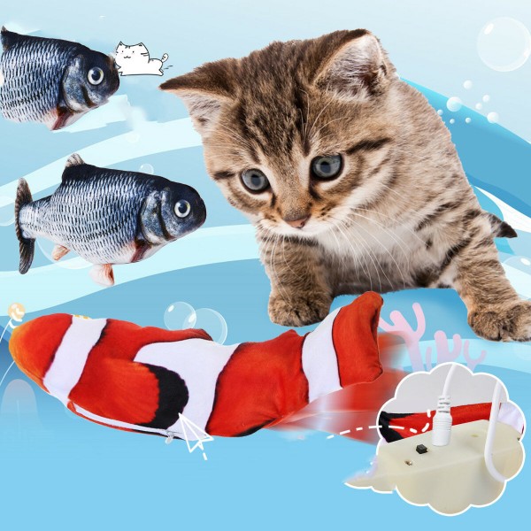 Jeteven Cat Clownfish Carp with Catnip Charging Cable Catnip Puppy Toy Pet Supplies Dog Playing - #1