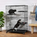 PawGiant Oversized 6 Tier Cat Cage 77" Tall 1-5 Cats w/Hammock, Cat Bed &amp; 5 Ramp Ladders 5 Platforms 3 Front Door Tray Cat L