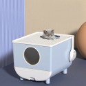 Cat Litter Box Drawer Design Bedpen Fully Enclosed Deodorant Pet Toilet for Cats Supplies - Blue