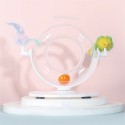 Cat Roller Coaster Toy Interactive Round Shape Toy 360° Rotation Toy with Ringing Bell Non-slip Design for Cats - White