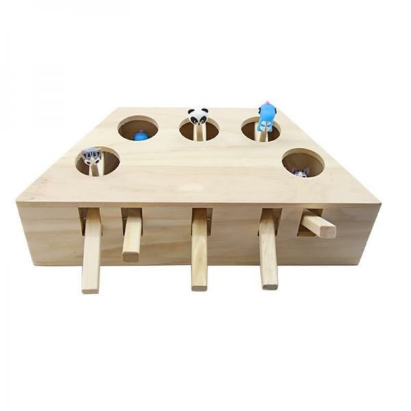 Cat Toys Hamster Machine Funny Cat Toy Solid Wood Pet Supplies Whac-A-Mole Mouse -  Rectangle Shape