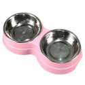 Stainless Steel Double Bowls Pet Food Water Bowl Cat Dog Puppy Feeder Pet Water Food Dish - Green