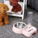 2 In 1 Automatic Pet Bowl 500ml Adjustable Drinking Fountain Dog Cat Food Feeder -  Pink