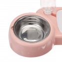 2 In 1 Automatic Pet Bowl 500ml Adjustable Drinking Fountain Dog Cat Food Feeder -  Pink