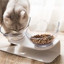 Cat Elevated Bowl Raised The Bottom Transparent Puppy Bowl With Holder Anti-slip Single/Double Feeders Protect Pet Spine for Cat