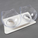 Cat Elevated Bowl Raised The Bottom Transparent Puppy Bowl With Holder Anti-slip Single/Double Feeders Protect Pet Spine for Cat
