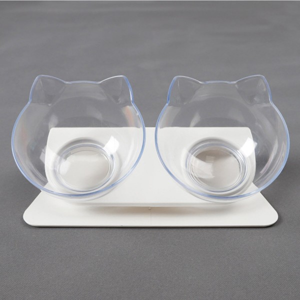 Cat Elevated Bowl Raised The Bottom Transparent Puppy Bowl With Holder Anti-slip Single/Double Feeders Protect Pet Spine for Cat