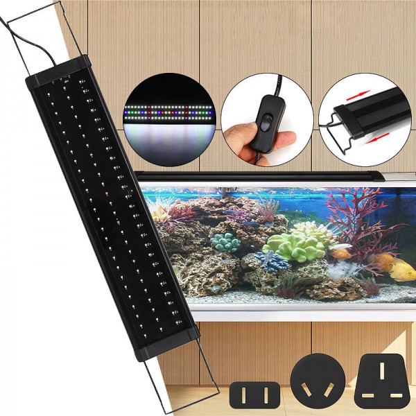 For 65-70CM RGB 78LED  Fish Tank Light  Light Extendable Brackets US/AU/UK  - US Plug