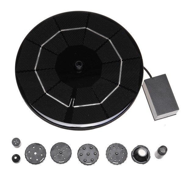 8-in-1 Solar Bird Water Fountain Set, 3.5W Circle Solar Floating Pump Built-in 1600mAH Battery for Working at Cloudy or Night, S