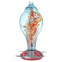 Colorful Hummingbird Pet Feeder Hand Blown Glass Bird Feeder Drinker Water Feeding Bowl for Yard Outdoor Parrot Flower Troughs A