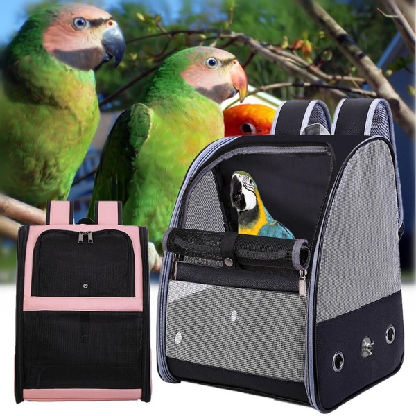 Bird Parrot Carrier Breathable Travel Cage Carrying Backpack Pet Supplies Shoulder Bag - BLack