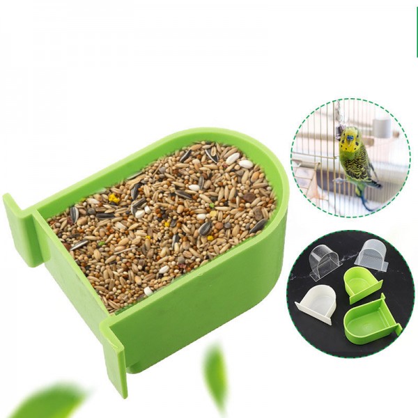 Bird Cage Food Box Trough Feeder Bowl Semi-circular Birds Home Accessories For Pet Supplies - Translucent
