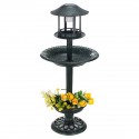 Bird Bath Feeder Garden Solar Light Feeding Outdoor Food Station Courtyard Pool Pet Supplies Drinking Bowls Drinker - Blue