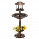 Bird Bath Feeder Garden Solar Light Feeding Outdoor Food Station Courtyard Pool Pet Supplies Drinking Bowls Drinker - Blue