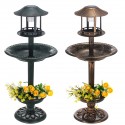 Bird Bath Feeder Garden Solar Light Feeding Outdoor Food Station Courtyard Pool Pet Supplies Drinking Bowls Drinker - Blue
