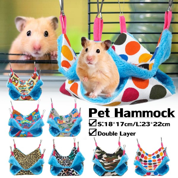 Pet Hamster Birds Hammock Double Layer Squirrel Hanging Bed House Cute Mezzanine Hanging Bed - A