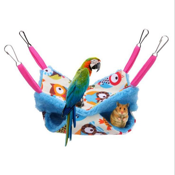Pet Hamster Birds Hammock Double Layer Squirrel Hanging Bed House Cute Mezzanine Hanging Bed - A