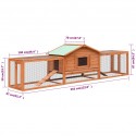   170642 Outdoor Rabbit Hutch Solid Pine &amp; Fir Wood 310x70x87 cm House Pet Supplies Rabbit House Pet Home P