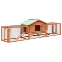   170642 Outdoor Rabbit Hutch Solid Pine &amp; Fir Wood 310x70x87 cm House Pet Supplies Rabbit House Pet Home P