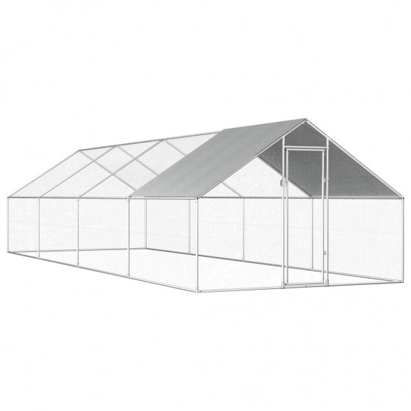   170791 Outdoor Chicken Cage 2.75x8x1.92 m Galvanised Steel Pet Supplies Rabbit House Pet Home Puppy Bedpen Fe