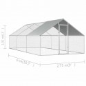   170790 Outdoor Chicken Cage 2.75x6x1.92 m Galvanised Steel Pet Supplies Rabbit House Pet Home Puppy Bedpen Fe