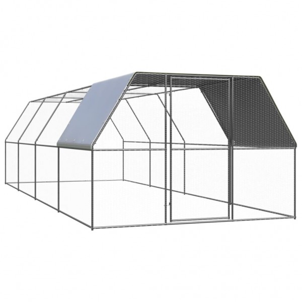   3089326 Outdoor Chicken Cage 3x8x2 m Galvanised Steel Pet Supplies Dog House Pet Home Cat Bedpen Fence Plaype