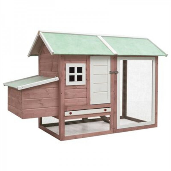   170862 Chicken Cage Mocha 170x81x110 cm Solid Pine &amp; Fir Wood Pet Supplies Rabbit House Pet Home Puppy Be