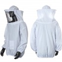 Beekeeping Jacket Veil Smock Equipment Supplies Bee Keeping Hat Sleeve Suit - White